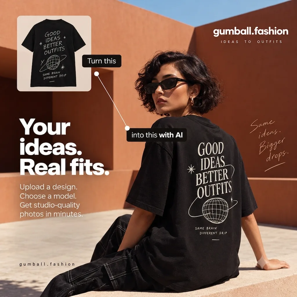 Turn this design into studio-quality photos — Your ideas. Real fits.